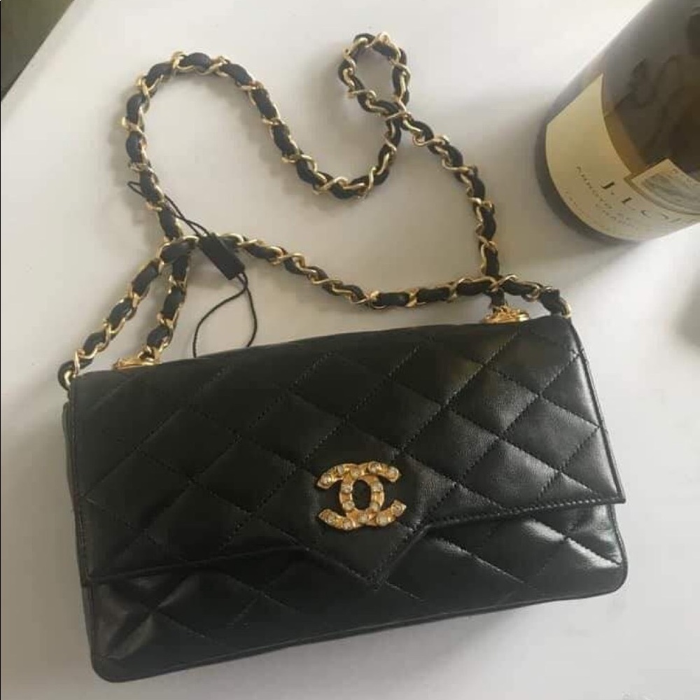 Chanel Vintage Lambskin Crystal Flap